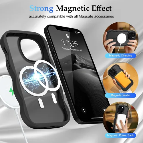 Vista 3 de Pepmune - Funda para iPhone 12 Pro Max con marco ondulado y estructura rígida, color mate claro, cubierta trasera unisex, compatible con Magsafe
