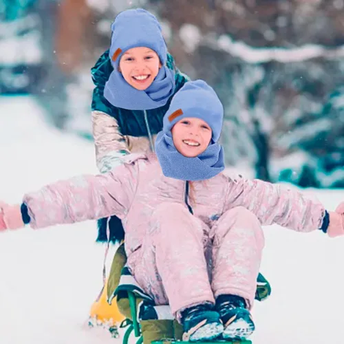 Vista 6 de Conjunto de 2 piezas de gorro y bufanda de invierno para niños y niñas, gorro con forro de satén para bebé