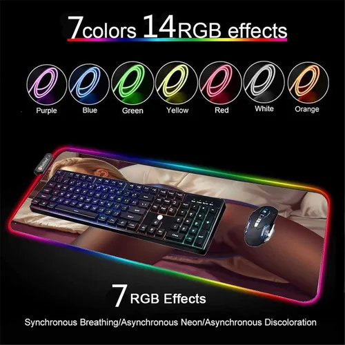 Vista 4 de Alfombrilla de mouse para computadora de videojuegos con LED RGB, para computadora de juegos, grande, grande, alfombrilla para mouse de escritorio
