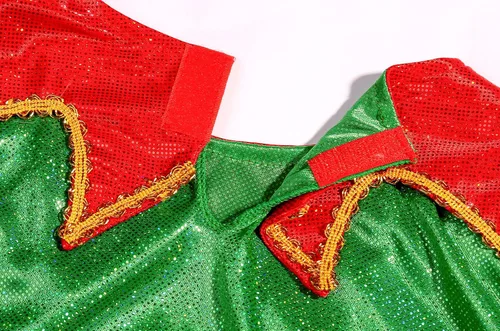Vista 6 de Costumerry Disfraz de elfo para niñas, vestido de Papá Noel de elfo, traje de Navidad