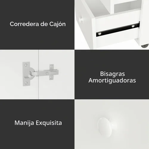 Vista 4 de Nail Tech - Escritorio de uñas para Nail Tech de 47 pulgadas, mesa de manicura con cajones/almohadilla de muñeca/ruedas bloqueables, estación