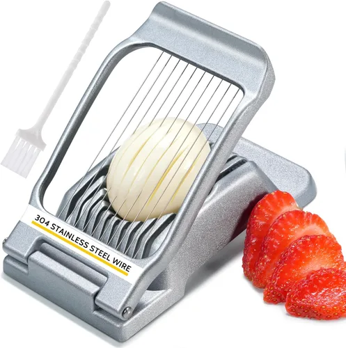 Vista 9 de Sopito Rebanadora de huevos de alambre de acero inoxidable resistente para huevos duros y fresa, otros alimentos suaves, color negro