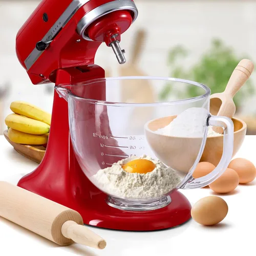 Vista 4 de Gdrtwwh KitchenAid - Cuenco de vidrio para batidora de pie inclinable de 4.5 a 5 cuartos de galón, repuesto con mezclador artesanal KitchenAid