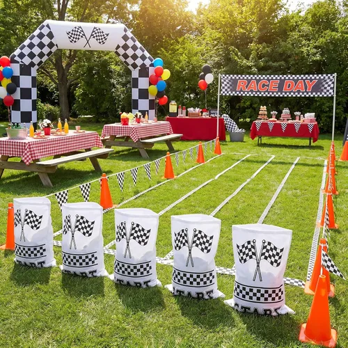 Vista 5 de Cindeer 12 bolsas de carreras de saco de patatas de 20 x 40 pulgadas, recuerdos de fiesta de automóvil, juegos de césped, sacos de patatas, bolsas