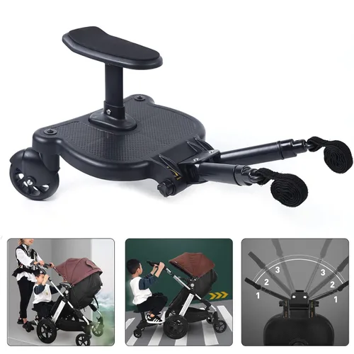 Vista 2 de Tabla universal para cochecito de bebé con accesorio de asiento, conectores para cochecito de bebé, versátil y práctico, ideal para viajar, ir