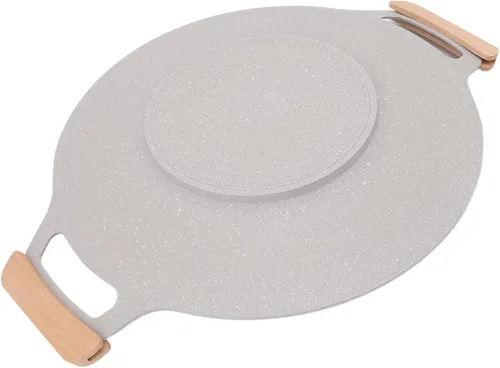 Vista 8 de Diydeg Sartén coreana para barbacoa, parrilla antiadherente, redonda de aluminio, plata, 11.8 in