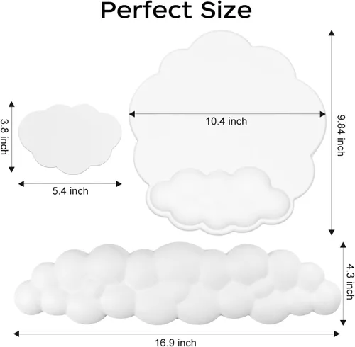 Vista 7 de JIKIOU Almohadillas de mouse Cloud de cuero, exquisito soporte de muñeca, cómodo reposamuñecas de espuma viscoelástica para computadora, laptop
