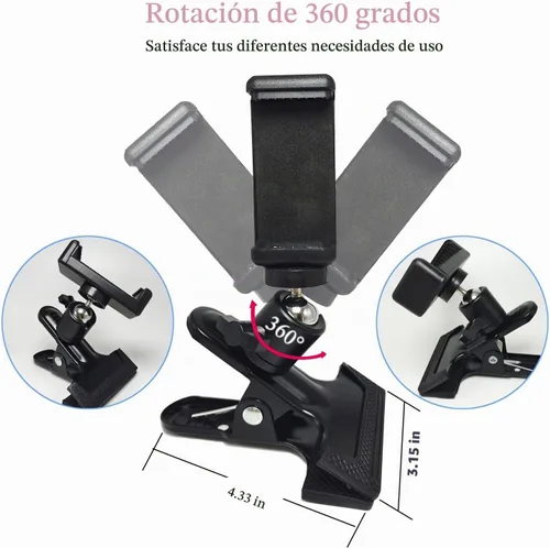 Vista 5 de PRAQECZ Soporte de teléfono con abrazadera de clip, soporte para teléfono celular para escritorio/mesa/puerta de cristal/deflector