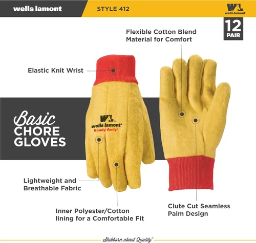 Vista 4 de Wells Lamont Men's Work Gloves, Handy Andy Gold Gloves