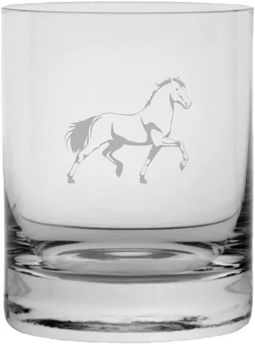 Vista 4 de Abaco Barb - Vaso de whisky con temática de caballo grabado (10.25 onzas)