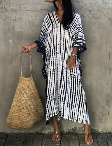 Vista 5 de AILUNSNIKA Vestido de caftán para mujer talla grande manga murciélago traje de baño de bikini