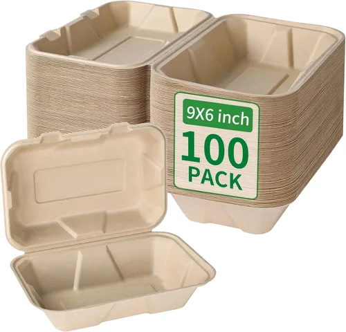 Vista 14 de Aricsen Paquete de 50 Cajas de Almuerzo Cuadradas Pequeñas Desechables Compostables de 6 x 6 Pulgadas, Recipientes para Llevar con Tapa, Concha Tipo