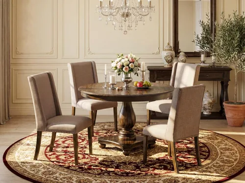 Vista 2 de East West Furniture F2FL5-716 - Juego de mesa de comedor de 5 piezas, incluye una mesa de cocina redonda con pedestal y 4 sillas de comedor Parson