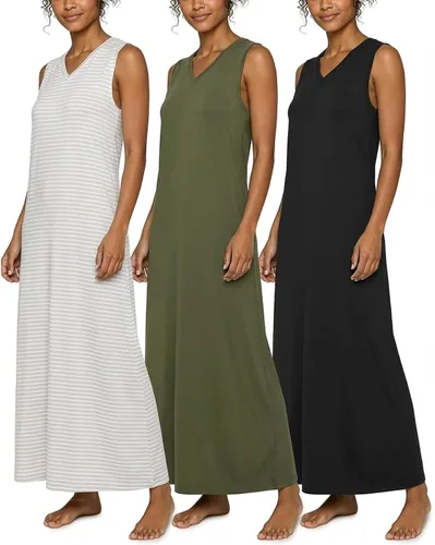 Vista 7 de Real Essentials 3 Pack: Camisón sin mangas ultrasuave para mujer, camisón de dormir en tanque (disponible en tallas extragrandes)