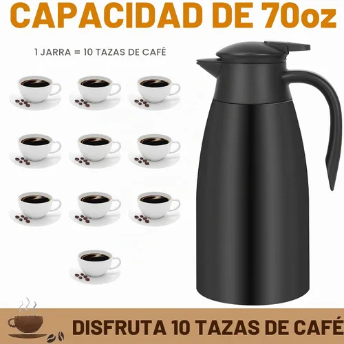 Vista 4 de Jarra térmica de café de 70 onzas, termo de café aislado de acero inoxidable, jarras de café al vacío para mantener el calor, botella de vacío