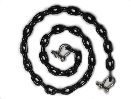 Vista 3 de Cadena de anclaje de barco recubierta de PVC con grilletes de acero inoxidable 4 pies/5 pies/6 pies/negro/blanco