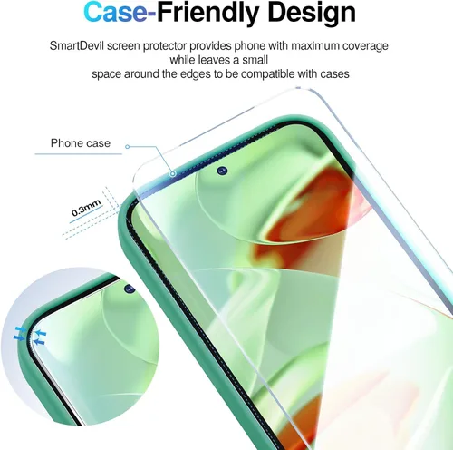 Vista 7 de SMARTDEVIL - Protector de pantalla de vidrio templado para Google Pixel 9 (3+1 unidades) Camera Lens Protector , FingerPrint Reader Compatible