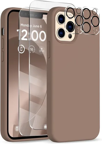 Vista 25 de Funda para iPhone 12 Pro Max, [2 protectores de cámara + 2 protectores de pantalla], funda protectora de silicona de cuerpo completo a prueba