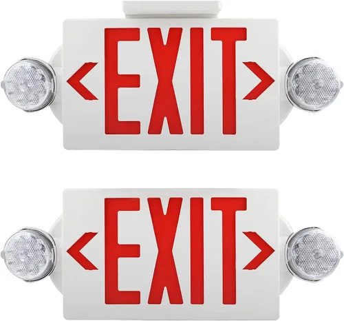 Vista 11 de Combo de luz LED de emergencia y señal de salida, señal de salida verde, luz de salida de emergencia certificada UL, lámparas ajustables con batería