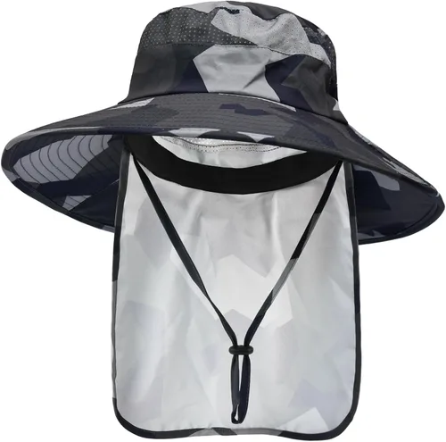 Vista 15 de ZOORON Sombreros de sol para hombres y mujeres con solapa para el cuello Gris oscuro