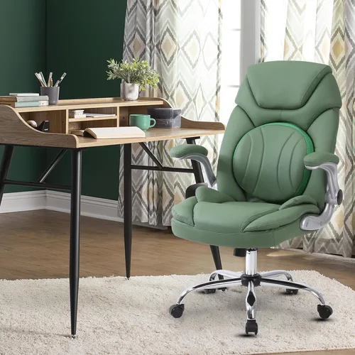 Vista 11 de Silla ergonómica de escritorio de oficina con brazos abatibles de apoyo trasero, cómoda silla de oficina ejecutiva, color negro