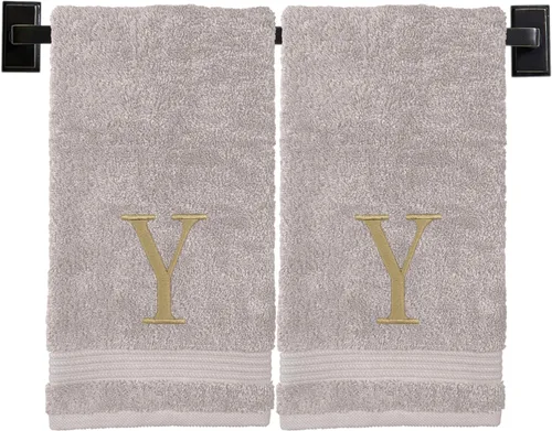 Vista 47 de Toallas de mano con monograma para baño, algodón turco de lujo, bordadas en Estados Unidos, juego de 2, elige el color del juego