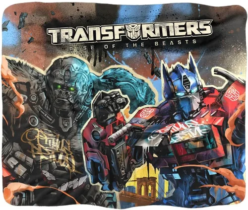 Vista 2 de Transformers: Rise of The Beasts - Manta de 50 x 60 pulgadas Optimus Primal Primal Mural Silky Touch Sherpa Back Super Soft
