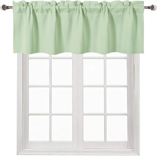 Vista 76 de DWCN Cenefa para ventana de cocina, con bolsillo para barra, para ventana, sala de estar/sótano, 36 x 16 pulgadas de largo, 1 panel, beige