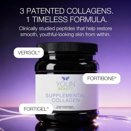 Vista 4 de YOUN Beauty Polvo de colágeno suplementario por el cirujano plástico holístico, Dr. Anthony Youn, 30 porciones (sin sabor), péptidos multicolágeno