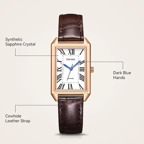 Vista 3 de Reloj clásico de cuarzo para mujer, elegante y resistente, con correa de piel de vacuno, perfecto para cualquier ocasión