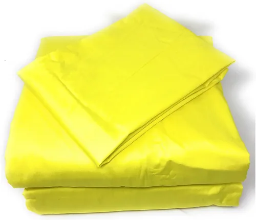 Vista 3 de Tache - Juego de funda de edredón de algodón amarillo – 3 piezas de algodón sólido torcido limón – cierre de cremallera – lazos de seguridad – Juego