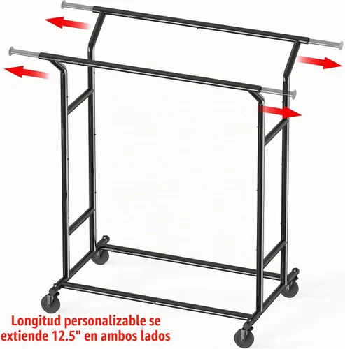 Vista 3 de Simple Houseware - Perchero resistente de doble riel, color negro