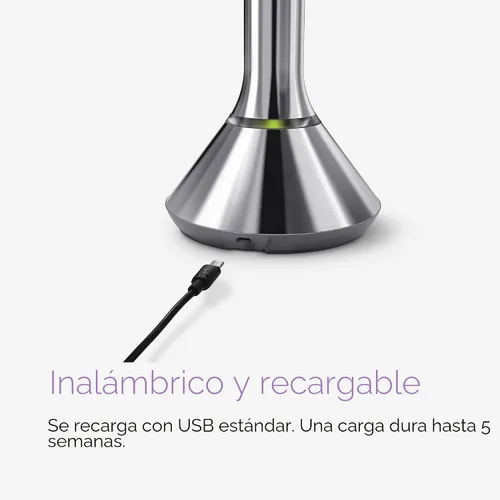 Vista 8 de simplehuman Espejo con sensor, espejo de maquillaje iluminado con aumento (5X), espejo redondo de 8 pulgadas con lupa con luces, inalámbrico, acero