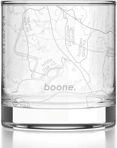 Vista 17 de Well Told Vaso de rocas grabado con mapa de Akron, Ohio, cristalería estilo antiguo (325ml, transparente) Vaso de bourbon grabado, regalos