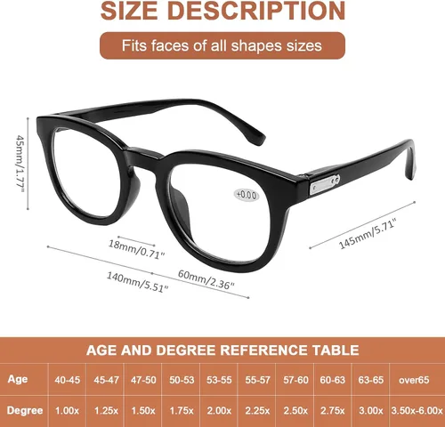 Vista 3 de AQWANO Retro Round Designer Reading Glasses Women Men, Classic Computer Blue Light Block Readers Glasses with Spring Hinge