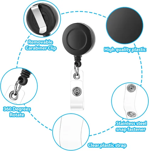 Vista 3 de TIESOME - Paquete de 2 portatarjetas de plástico suave con clip retráctil para carretes de insignia, transparente, tarjetas de identificación
