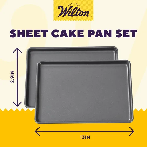 Vista 2 de Wilton Easy Layers - Bandeja rectangular para tartas, juego de 2 bandejas para hornear, acero