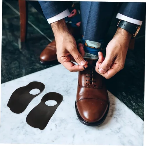 Vista 4 de 1 par de plantillas ortopédicas para hombres y mujeres, plantillas ortopédicas para alivio plantar, soporte de arco alto, color negro