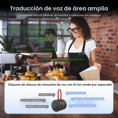 Vista 3 de Lentes inteligentes AR con pantalla de visualización, cámara HD integrada y control de anillo, lentes de teleprompter de privacidad AI HUD