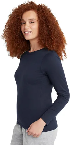 Vista 5 de Hanes Camiseta de algodón de manga larga para mujer, camiseta ligera con cuello redondo para mujer, ajuste moderno
