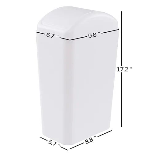 Vista 2 de 1 cubo de basura de plástico con tapa oscilante, color blanco