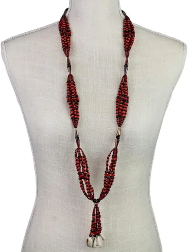 Vista 2 de Collar de Mazo de Elegua 16 Carro Elegbara Mazo Collar 16 Coche rojo, negro, Cuentas, Cuentas