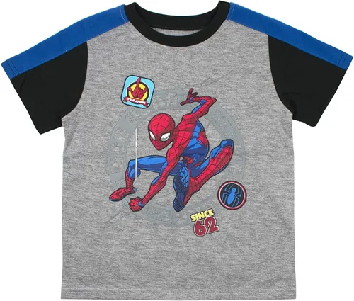 Vista 4 de Marvel playeras del hombre araña para niños, paquete de 3