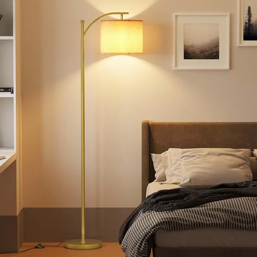 Vista 7 de SUNMORY Lámpara de pie de arco, moderna lámpara de pie con bombilla de 9 W, 3 temperaturas de color, lámparas de pie de metal con pantalla colgante