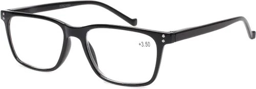Vista 3 de JOSCHOO Paquete de 5 lentes de lectura para hombres y mujeres, bisagras de resorte, anteojos cómodos para leer (3 negros 2 tortuga, 0.5)