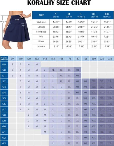 Vista 7 de KORALHY Falda pantalón de 20 pulgadas hasta la rodilla para mujer, para tenis, atletismo, golf, casual, con 4 bolsillos