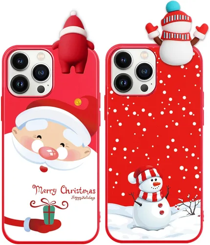 Vista 34 de Pack de 2 Fundas Lindas de Navidad para iPhone 7/8 / SE 2020/2022 4.7", Oso Rojo, Alce, Muñeca 3D, Muñeco de Nieve, Patrón Feliz Navidad, Silicona
