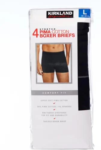 Vista 5 de Kirkland Signature Calzoncillos tipo bóxer de algodón Pima para hombre (4 unidades), Variado