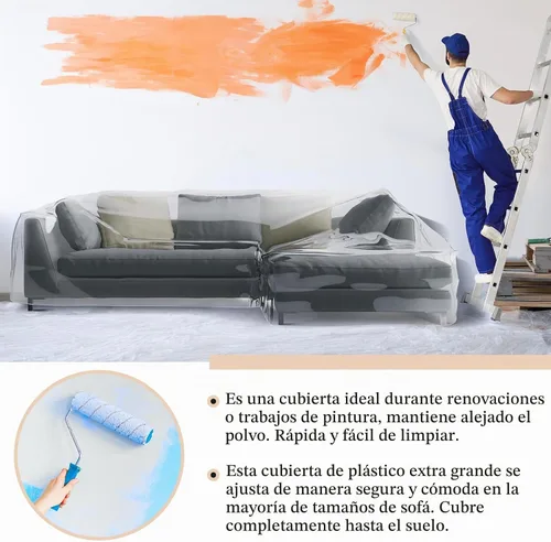 Vista 6 de Fanfanwin Funda transparente para sofá en forma de L de 106" x 59" x 42" Funda gruesa y resistente impermeable de vinilo para sofá seccional