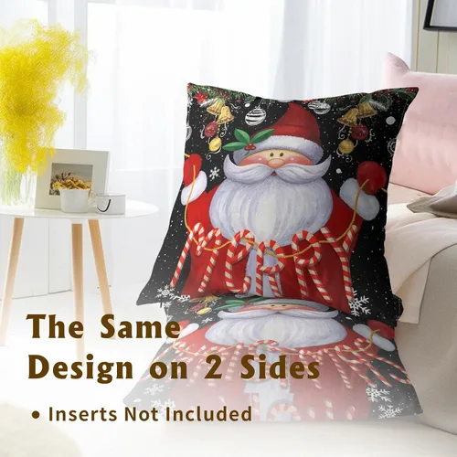 Vista 5 de Giwawa Juego de 2 fundas de almohada navideñas de 18 x 18 pulgadas, fundas de almohada de algodón rústico de Papá Noel de granja para sofá